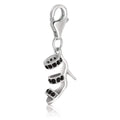 Sterling silver high heel shoe charm with black-tone crystal embellishments