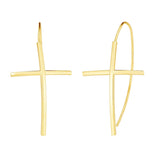 14K Yellow Gold Cross Thread Drop Earrings thumbnail 1