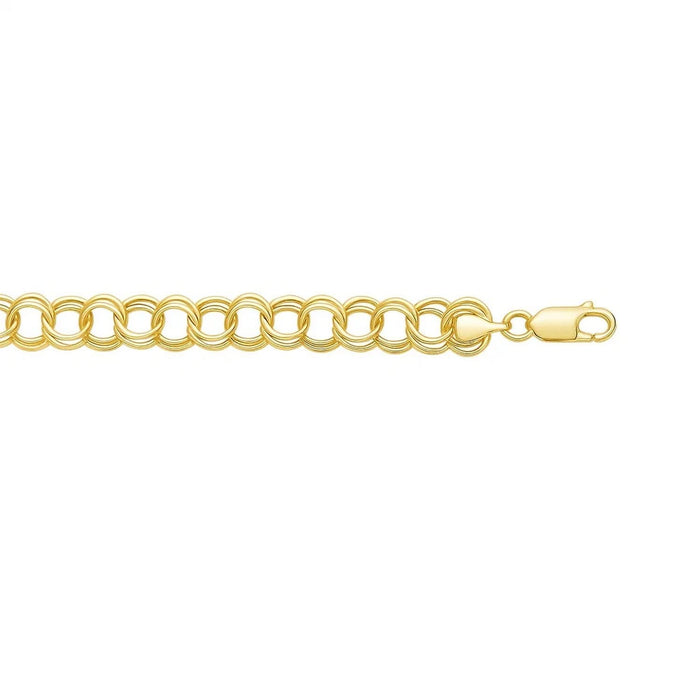 14k Yellow Gold Solid Double Link Charm Bracelet (8.00 mm)