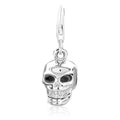 925 sterling silver skull charm with detailed eye sockets and jaw