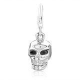 925 sterling silver skull charm with detailed eye sockets and jaw thumbnail 1