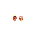 14K yellow gold ladybug stud earrings with red and black enamel