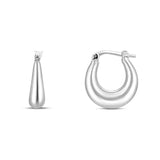 Sterling Silver Puffed Graduated Hoop Earrings thumbnail 2