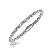 Load image into Gallery viewer, Sterling Silver Rhodium Plated Popcorn Motif Bangle (4.80 mm)