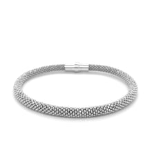 Load image into Gallery viewer, Sterling Silver Rhodium Plated Popcorn Motif Bangle (4.80 mm)