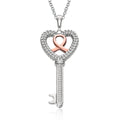 14K rose gold and sterling silver reversible heart key pendant