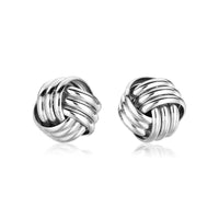 Sterling Silver Petite Three Strand Love Knot Earrings
