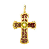 14K Yellow Gold Red Cross Pendant thumbnail 1