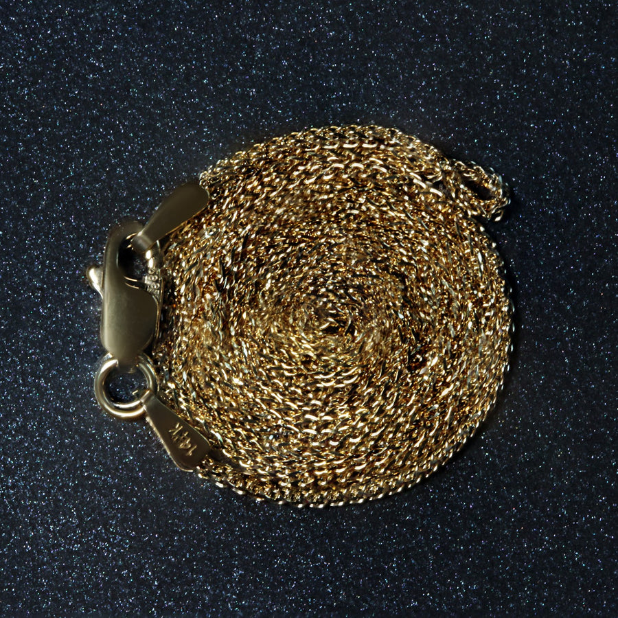 14k Yellow Gold Diamond Cut Round Wheat Chain (1.00 mm)