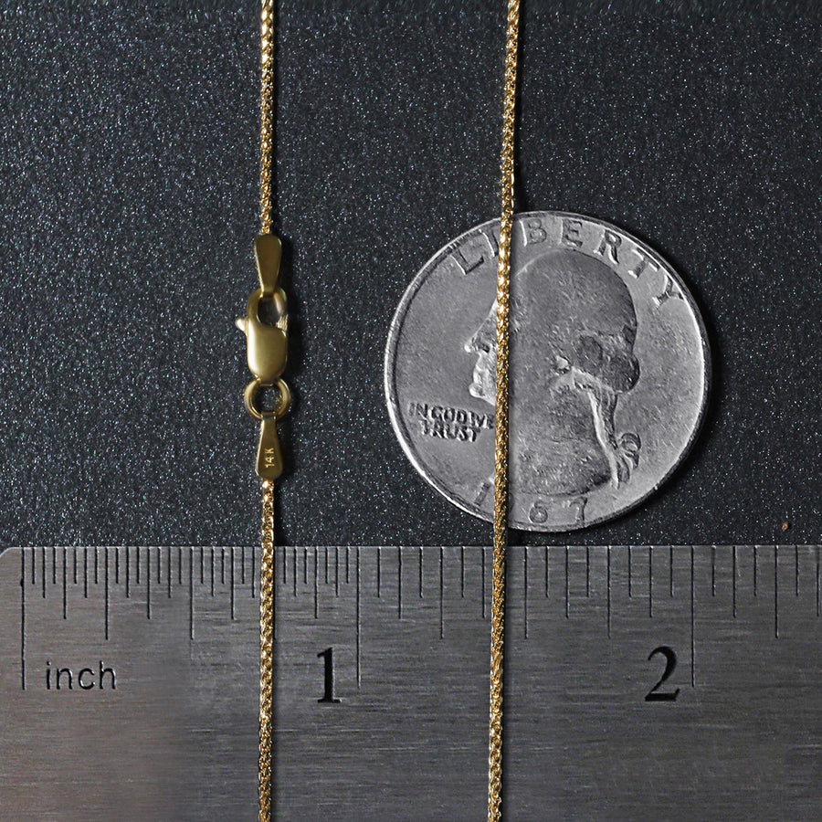 14k Yellow Gold Diamond Cut Round Wheat Chain (1.00 mm)