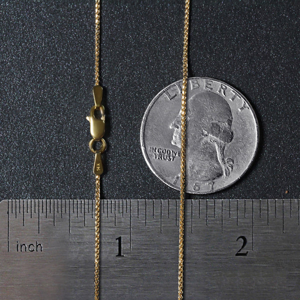 14k Yellow Gold Diamond Cut Round Wheat Chain (1.00 mm)