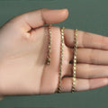 14K yellow gold heart chain with heart-shaped links at 3.00 mm width