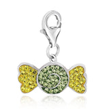 Sterling silver candy-style charm with lime and yellow crystal embellishments thumbnail 1