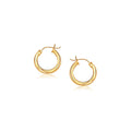 14K yellow gold hoop earring with diamond-cut faceted finish, 3x20mm