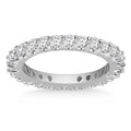 14K white gold eternity ring with round diamond stones in common prongs