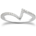 14K white gold zig zag ring with pave-set diamond stones