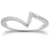 14K white gold zig zag ring with pave-set diamond stones thumbnail 1