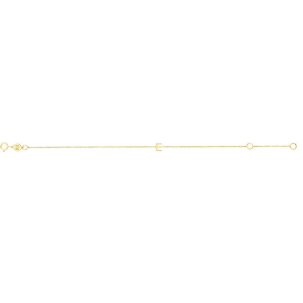 14K Yellow Gold Mini Initial E Bracelet