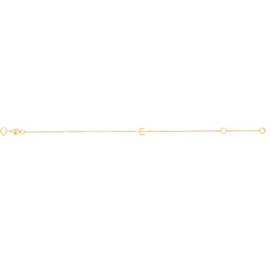 14K Yellow Gold Mini Initial E Bracelet