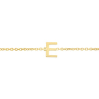 14K Yellow Gold Mini Initial E Bracelet