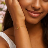 14K Yellow Gold Mini Initial E Bracelet thumbnail 5