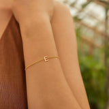 14K Yellow Gold Mini Initial E Bracelet thumbnail 6