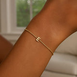 14K Yellow Gold Mini Initial E Bracelet thumbnail 7