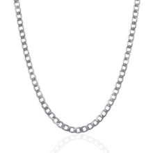 Load image into Gallery viewer, Rhodium Plated Sterling Silver Curb Style Chain (4.70 mm)