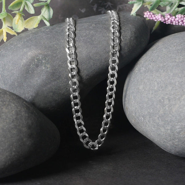 Rhodium Plated Sterling Silver Curb Style Chain (4.70 mm)