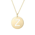 14K yellow gold disc initial Z pendant with polished front face