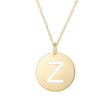 14K yellow gold disc initial Z pendant with polished front face thumbnail 1