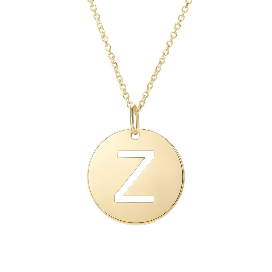 14K Yellow Gold Disc Initial Z Pendant