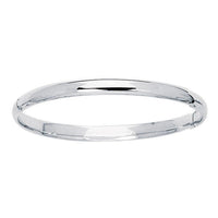 14k White Gold Dome Children's Bangle with a Polished Finish