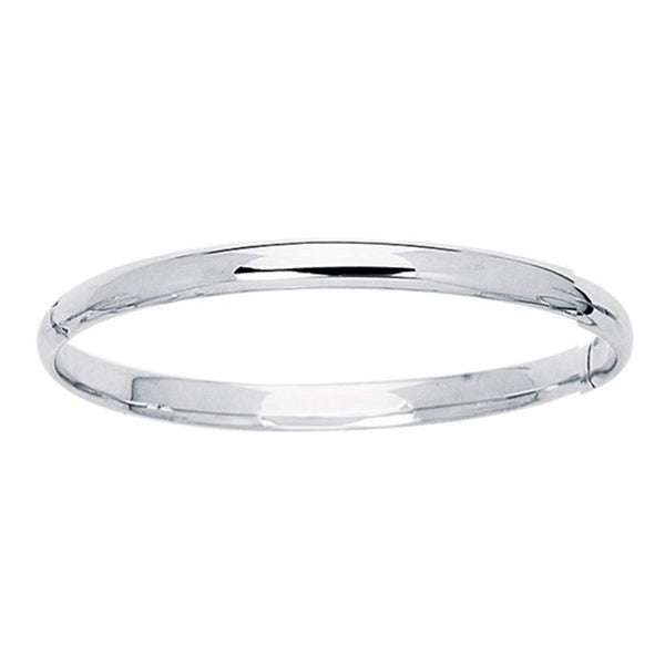 14k White Gold Dome Children's Bangle with a Polished Finish