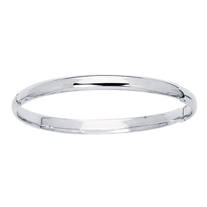 14k White Gold Dome Children's Bangle with a Polished Finish