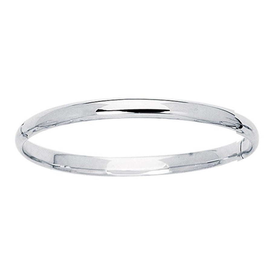 14k White Gold Dome Children's Bangle with a Polished Finish