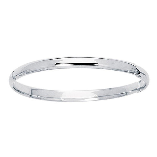 14k White Gold Dome Children's Bangle with a Polished Finish