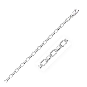 14k White Gold Oval Rolo Bracelet  (4.60 mm)