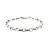14k White Gold Oval Rolo Bracelet  (4.60 mm)