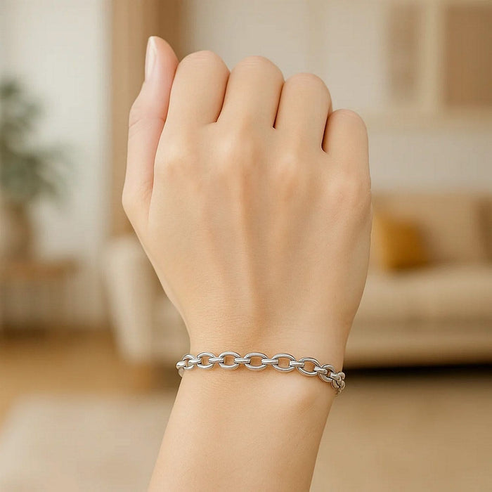 14k White Gold Oval Rolo Bracelet  (4.60 mm)