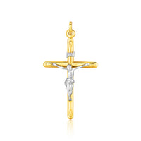 14k Two Tone Gold Cross Pendant