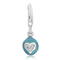 Sterling silver blue enameled egg with heart-shaped charm in 925 silver