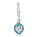 Sterling Silver Blue Enameled Egg with Heart Charm thumbnail 1