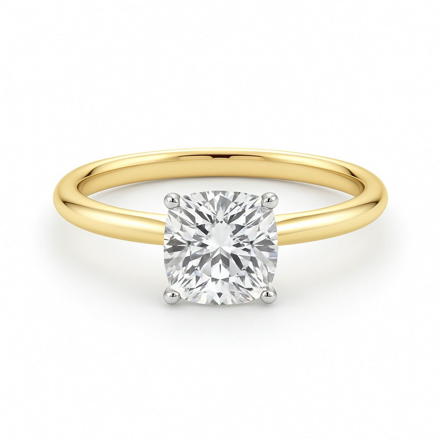 1.50Ct Cushion Lab Grown IGI G/VS1 Diamond Ring in 10K Yellow Gold