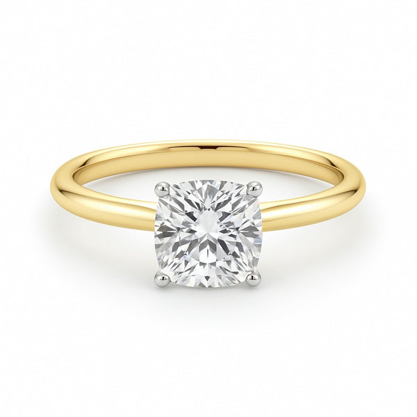 1.50Ct Cushion Lab Grown IGI G/VS1 Diamond Ring in 10K Yellow Gold