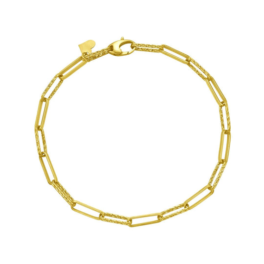 14K yellow gold mini paperclip chain bracelet, 3.20 mm, with lobster clasp
