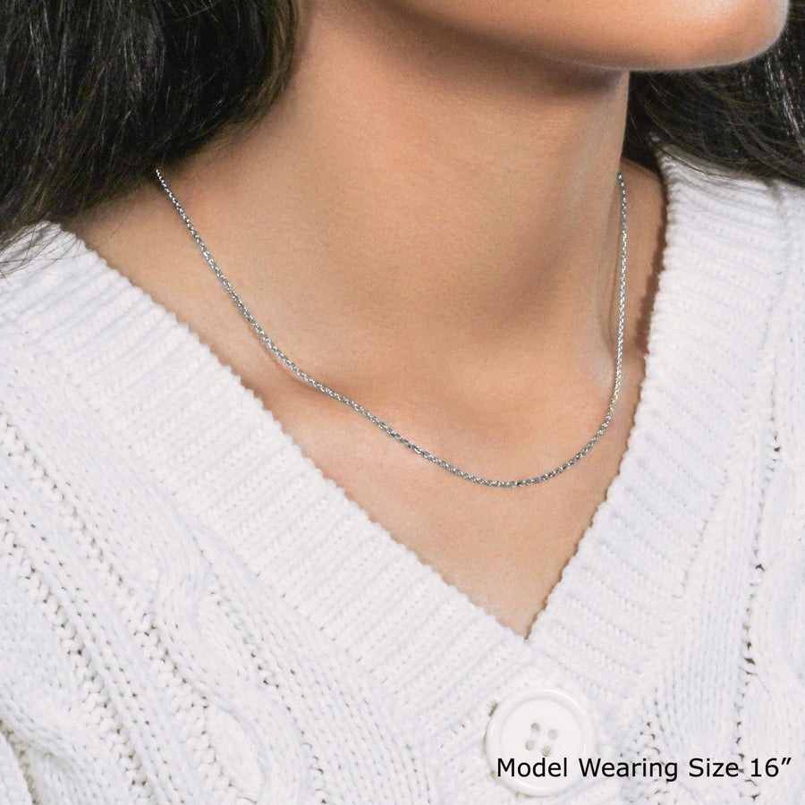 14k White Gold Diamond Cut Cable Link Chain (1.30 mm)