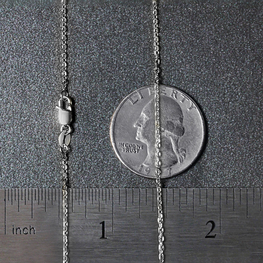 14k White Gold Diamond Cut Cable Link Chain (1.30 mm)
