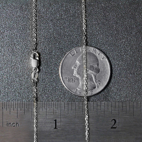 14k White Gold Diamond Cut Cable Link Chain (1.30 mm)