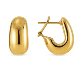 14K yellow gold fancy omega hoop earrings with polished finish thumbnail 1